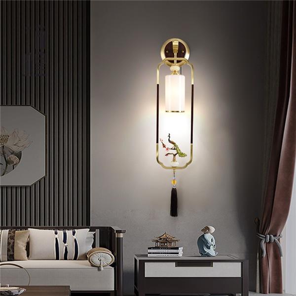 中式木艺乌檀木壁灯101-1336